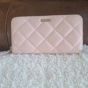 Kate Spade Pink Quilted Leather Large Zip-Around Wallet